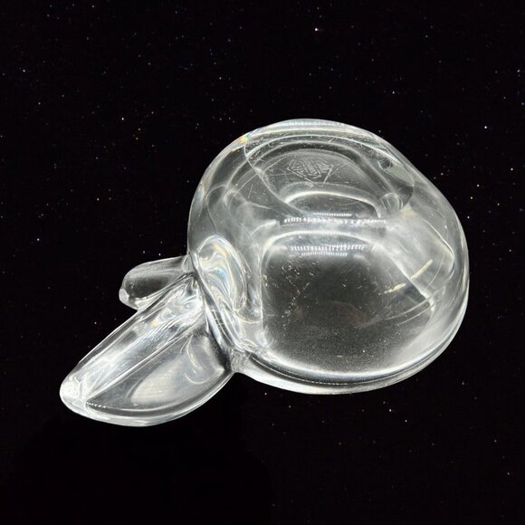 VTG Vannes Apple Peach Clear Heavy Art Glass Ashtray Trinket Dish France Bowl 5” - Picture 7 of 10